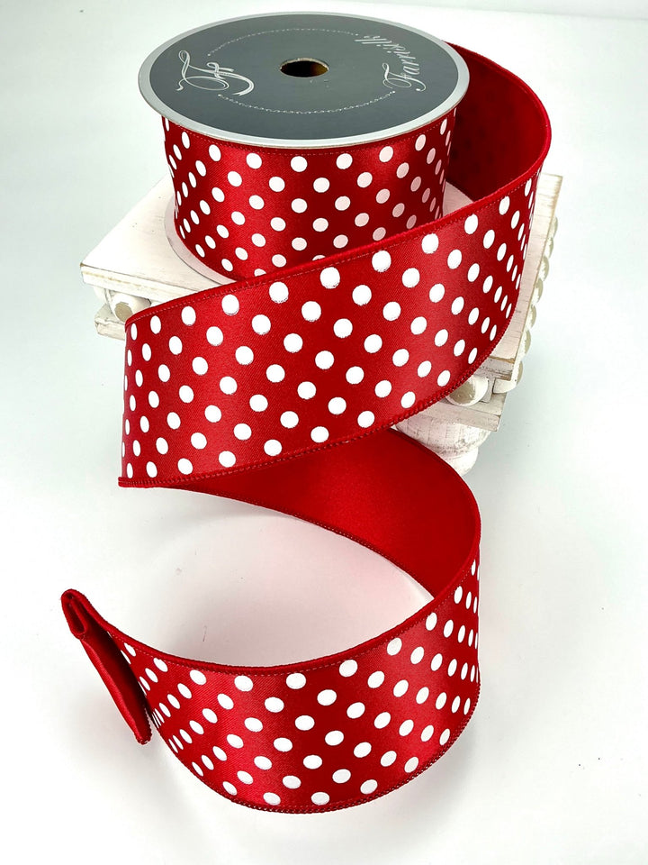 Farrisilk mini dots wired ribbon - 2.5” red - Greenery Marketwired ribbonRD868 - 93