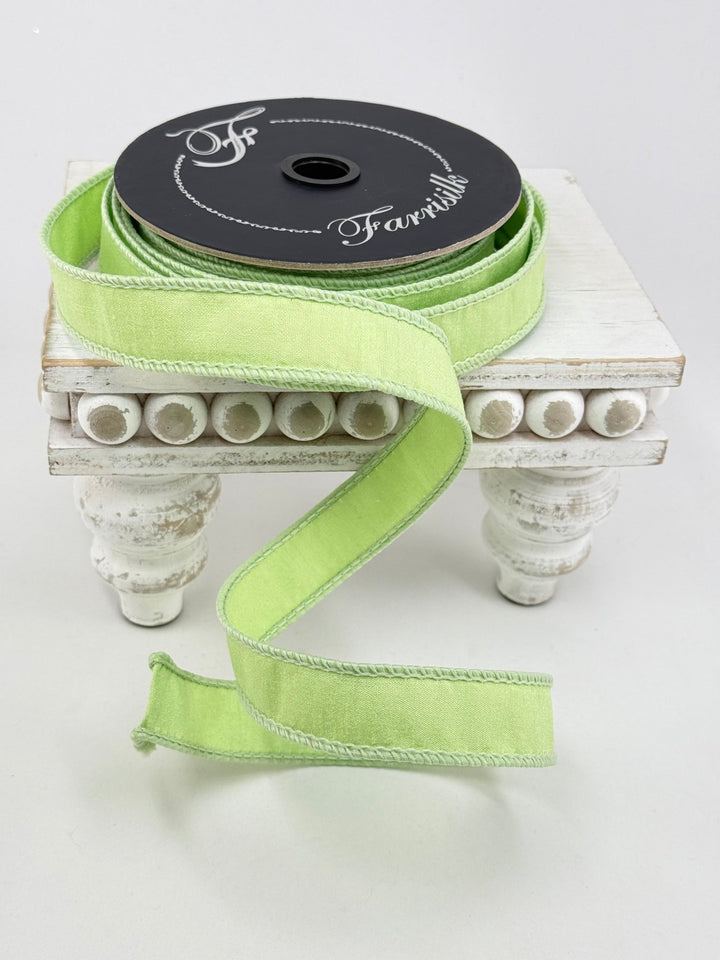 Farrisilk Mint Dupion Wired Ribbon - 1" - Greenery MarketWired RibbonRK608-13