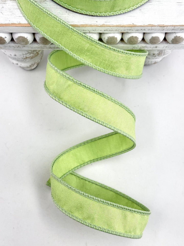 Farrisilk Mint Dupion Wired Ribbon - 1" - Greenery MarketWired RibbonRK608-13