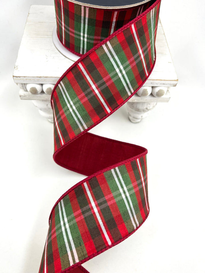 Farrisilk Multi Christmas Plaid Wired Ribbon - 2.5" - Greenery MarketWired RibbonRM002-12