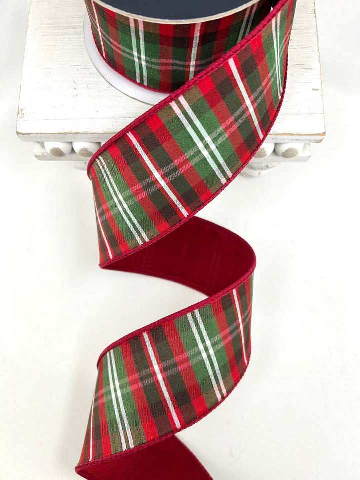 Farrisilk Multi Christmas Plaid Wired Ribbon - 2.5" - Greenery MarketWired RibbonRM002-12