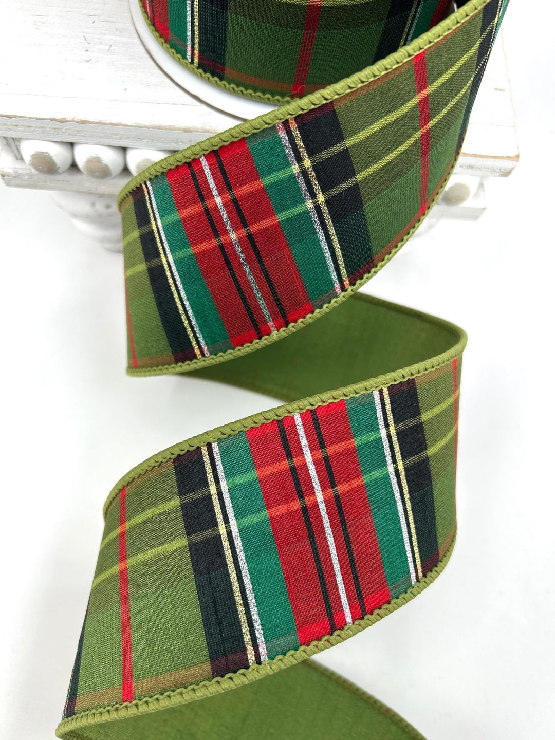 Farrisilk Multi Green Mountain Plaid Wired Ribbon - 2.5" - Greenery MarketWired RibbonRK927-32