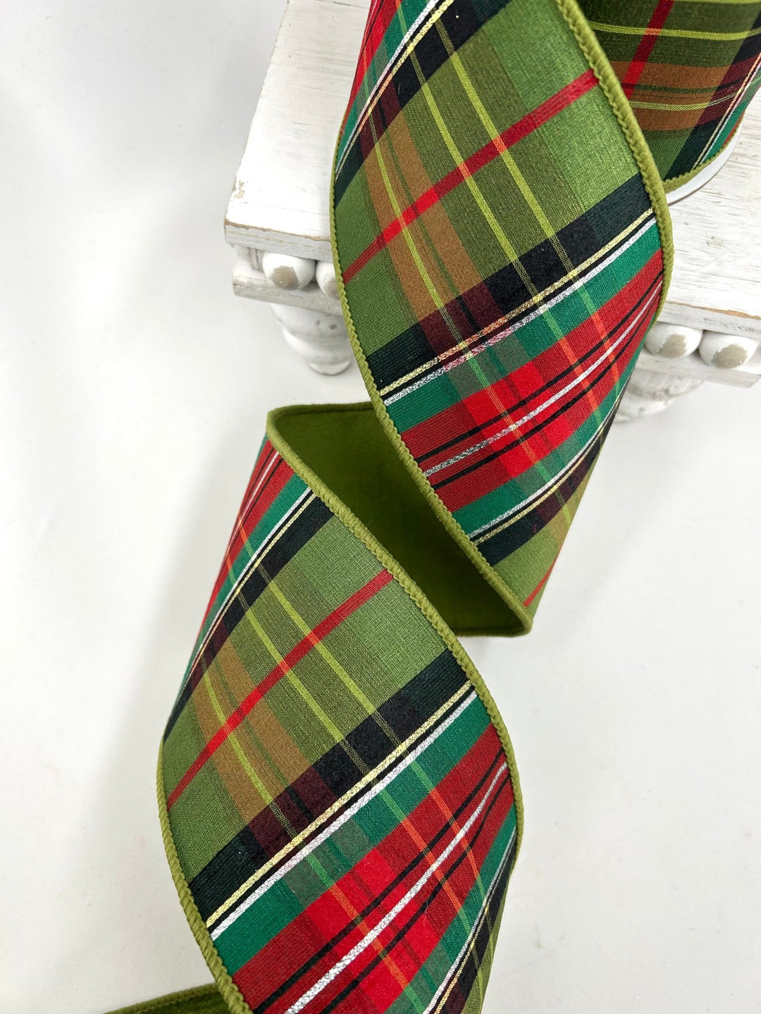 Farrisilk Multi Green Mountain Plaid Wired Ribbon - 4" - Greenery MarketWired RibbonRK928-32