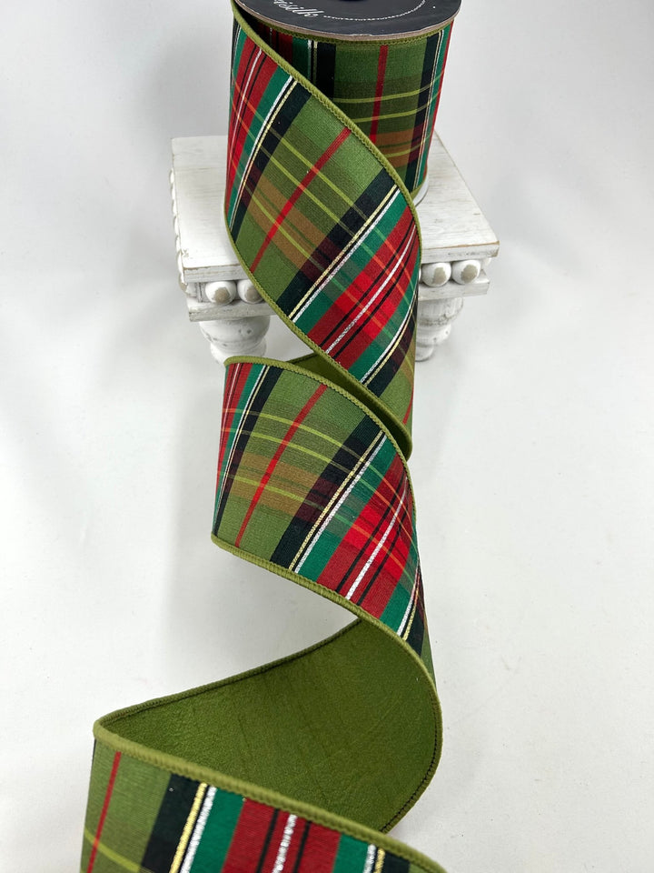 Farrisilk Multi Green Mountain Plaid Wired Ribbon - 4" - Greenery MarketWired RibbonRK928-32