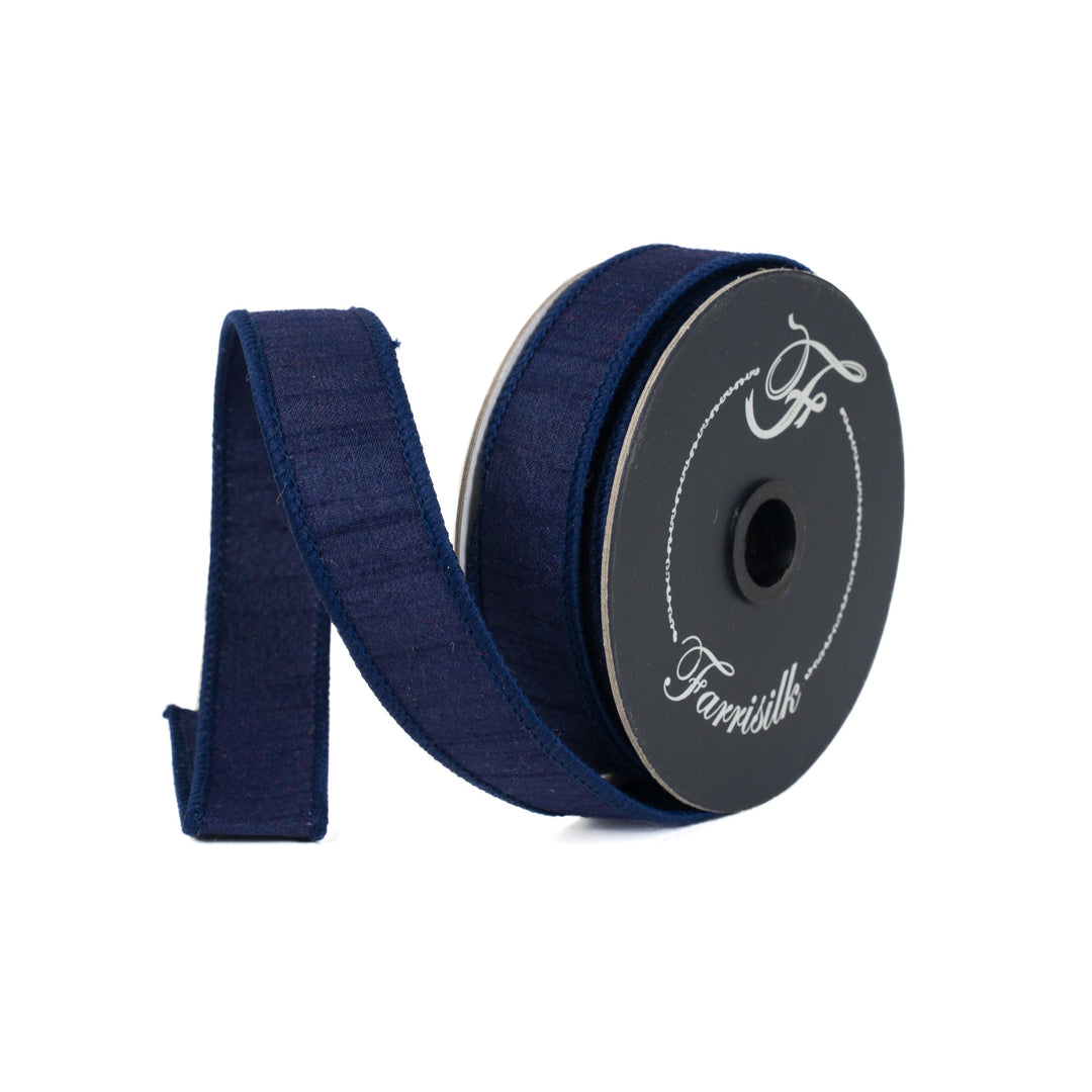 Farrisilk Navy Dupion Wired Ribbon - 1" - Greenery MarketWired RibbonRK608-21