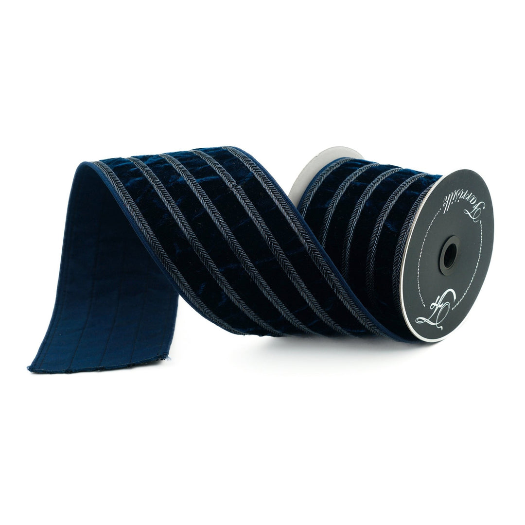 Farrisilk Navy Ritzy Velvet Wired Ribbon - 4" - Greenery MarketWired RibbonRK358-21