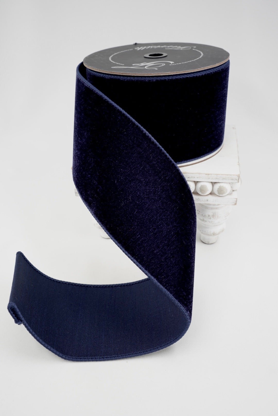 Farrisilk Navy Velvet Wired Ribbon - 4" - Greenery MarketWired RibbonRG804-21