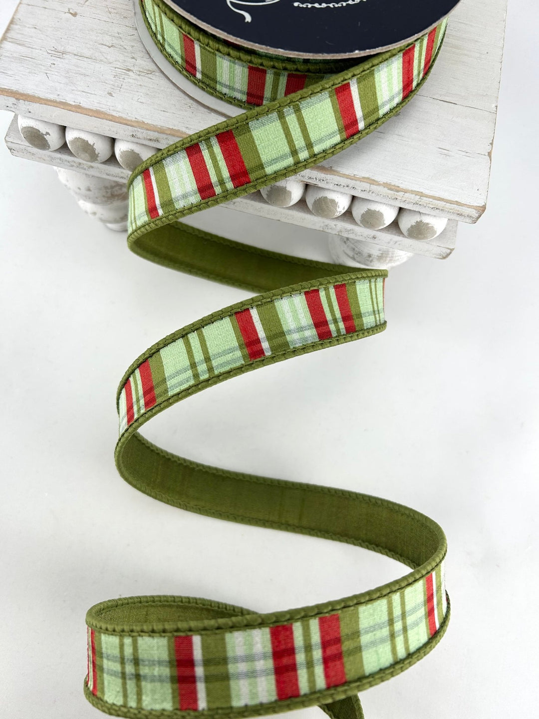 Farrisilk Olive Multi Christmas Plaid Wired Ribbon - 1" - Greenery MarketWired RibbonRM001-22