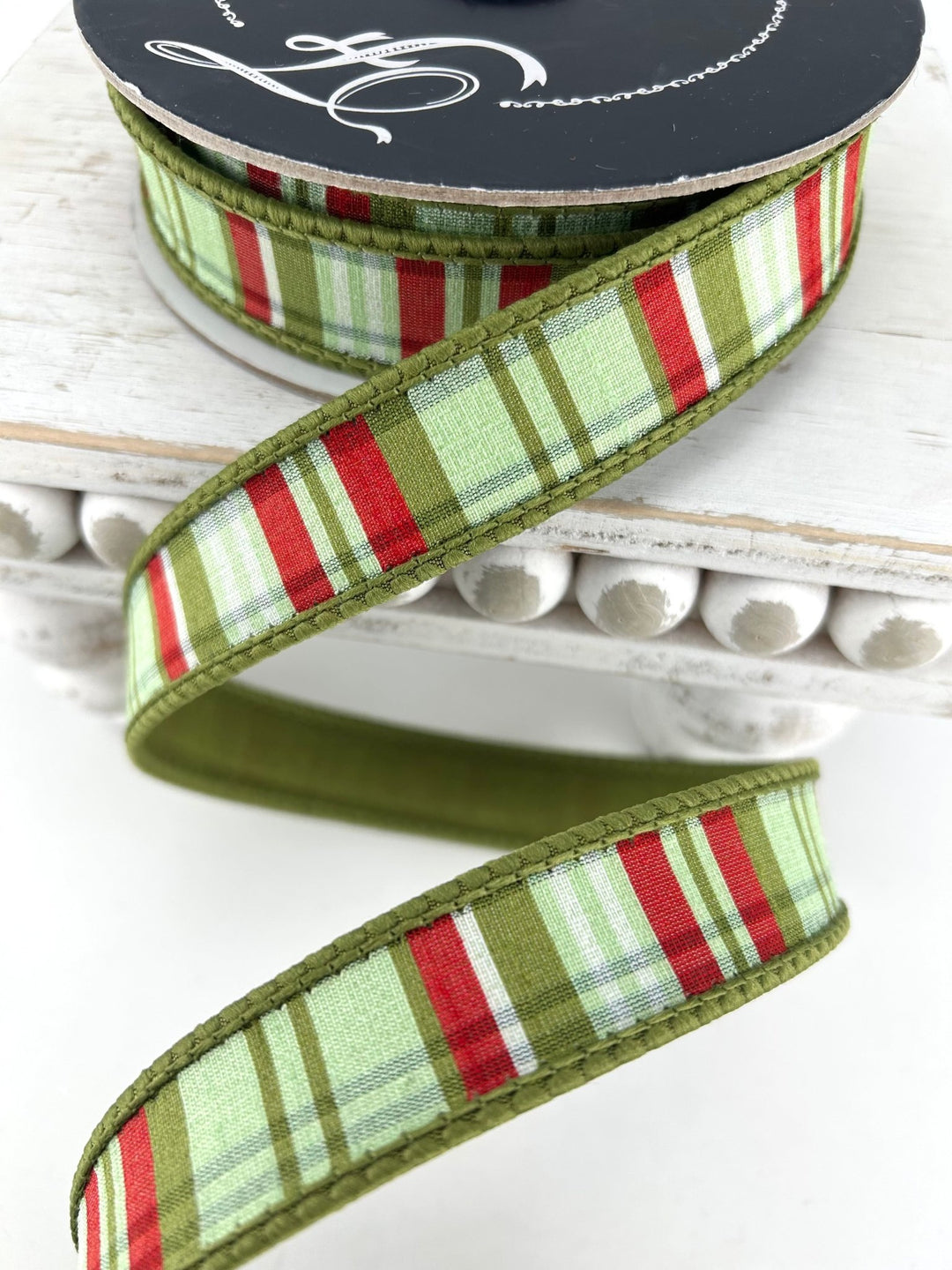 Farrisilk Olive Multi Christmas Plaid Wired Ribbon - 1" - Greenery MarketWired RibbonRM001-22