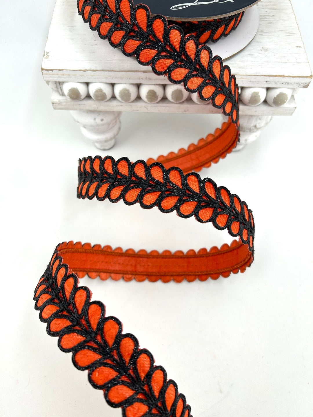 Farrisilk Orange & Black Dorsum Wired Ribbon - 1" - Greenery MarketWired RibbonHR067-52