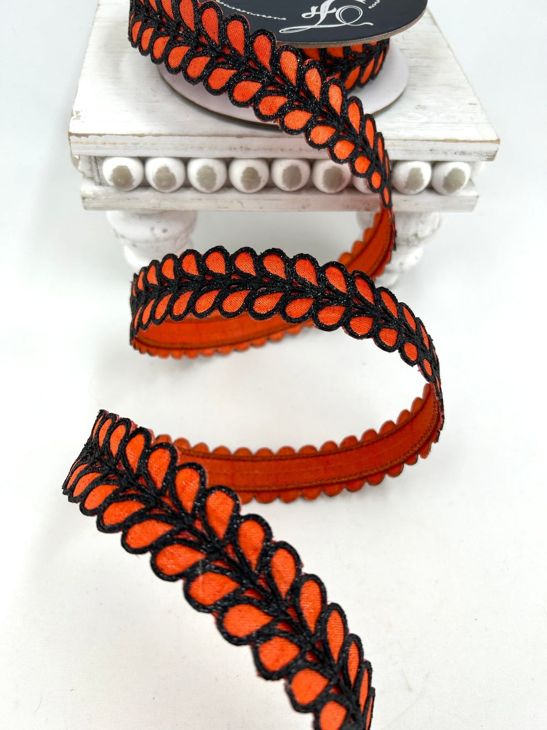 Farrisilk Orange & Black Dorsum Wired Ribbon - 1" - Greenery MarketWired RibbonHR067-52
