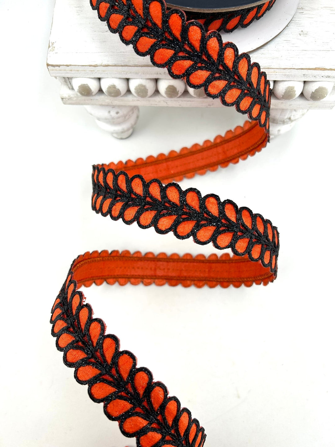 Farrisilk Orange & Black Dorsum Wired Ribbon - 1" - Greenery MarketWired RibbonHR067-52