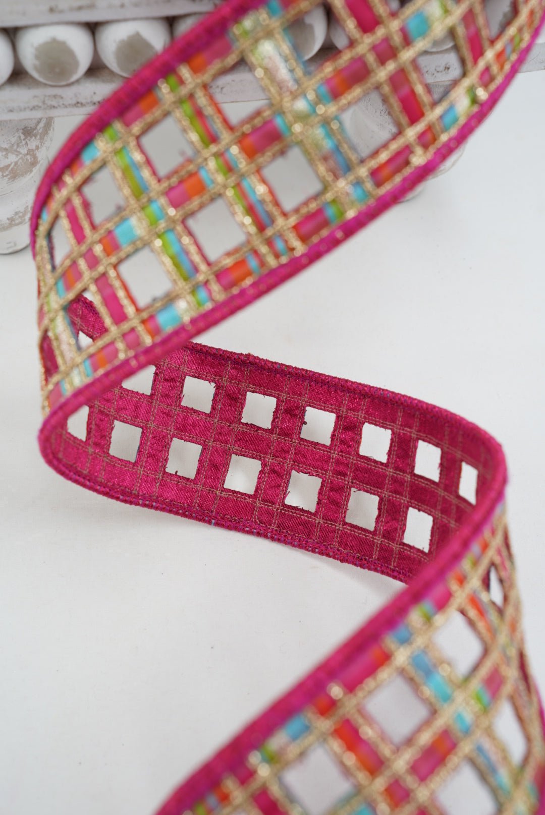 Farrisilk Orange & Hot Pink Window Plaid Wired Ribbon - 2" - Greenery MarketWired RibbonRJ019-52