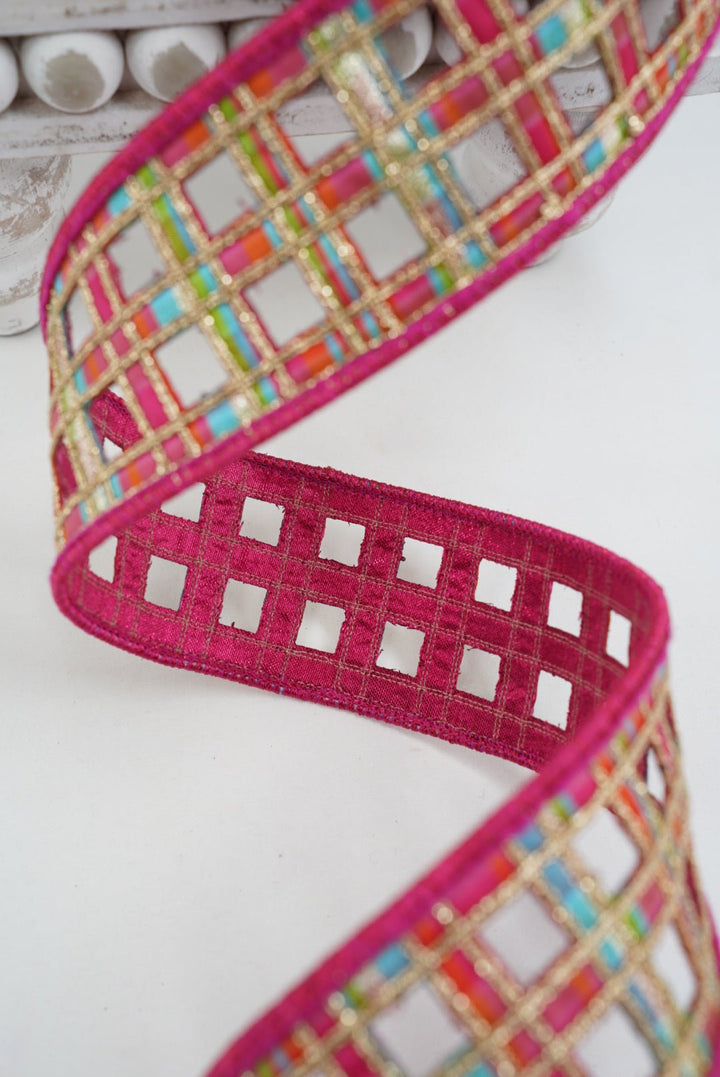 Farrisilk Orange & Hot Pink Window Plaid Wired Ribbon - 2" - Greenery MarketWired RibbonRJ019-52