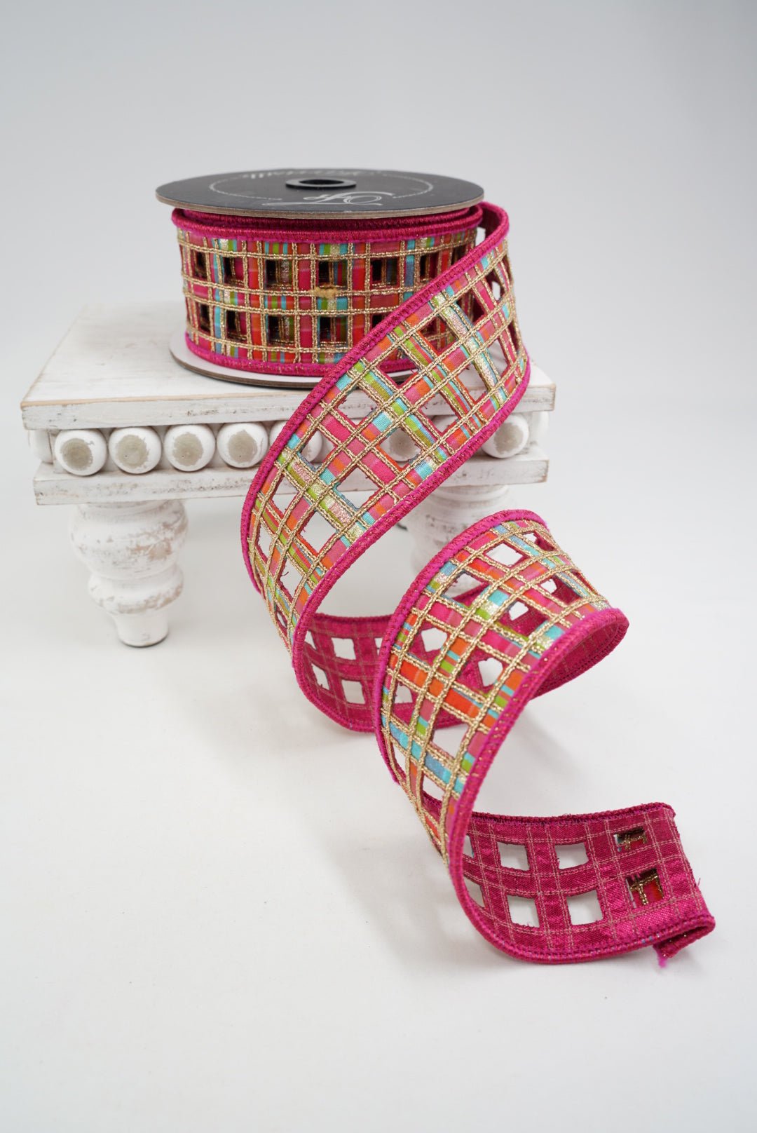 Farrisilk Orange & Hot Pink Window Plaid Wired Ribbon - 2" - Greenery MarketWired RibbonRJ019-52