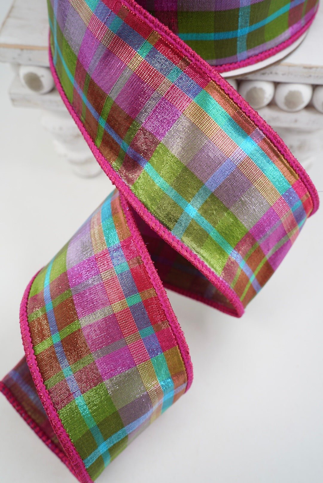 Farrisilk Pastel Candy Plaid Wired Ribbon - 2.5" - Greenery MarketWired RibbonRK112-33