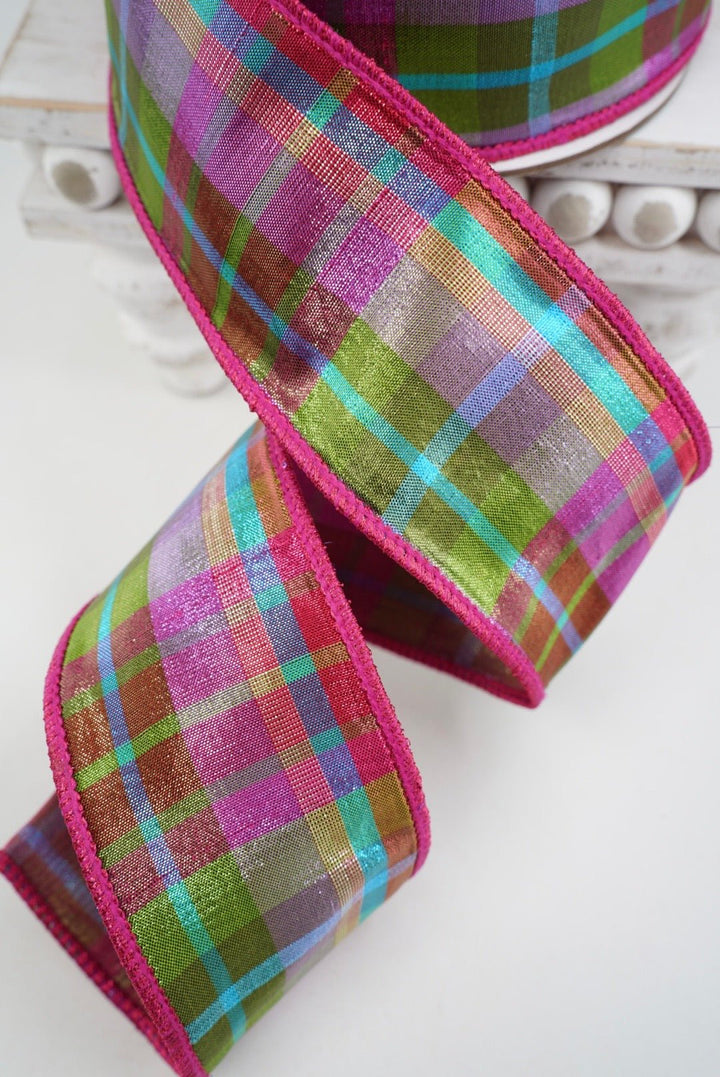 Farrisilk Pastel Candy Plaid Wired Ribbon - 2.5" - Greenery MarketWired RibbonRK112-33