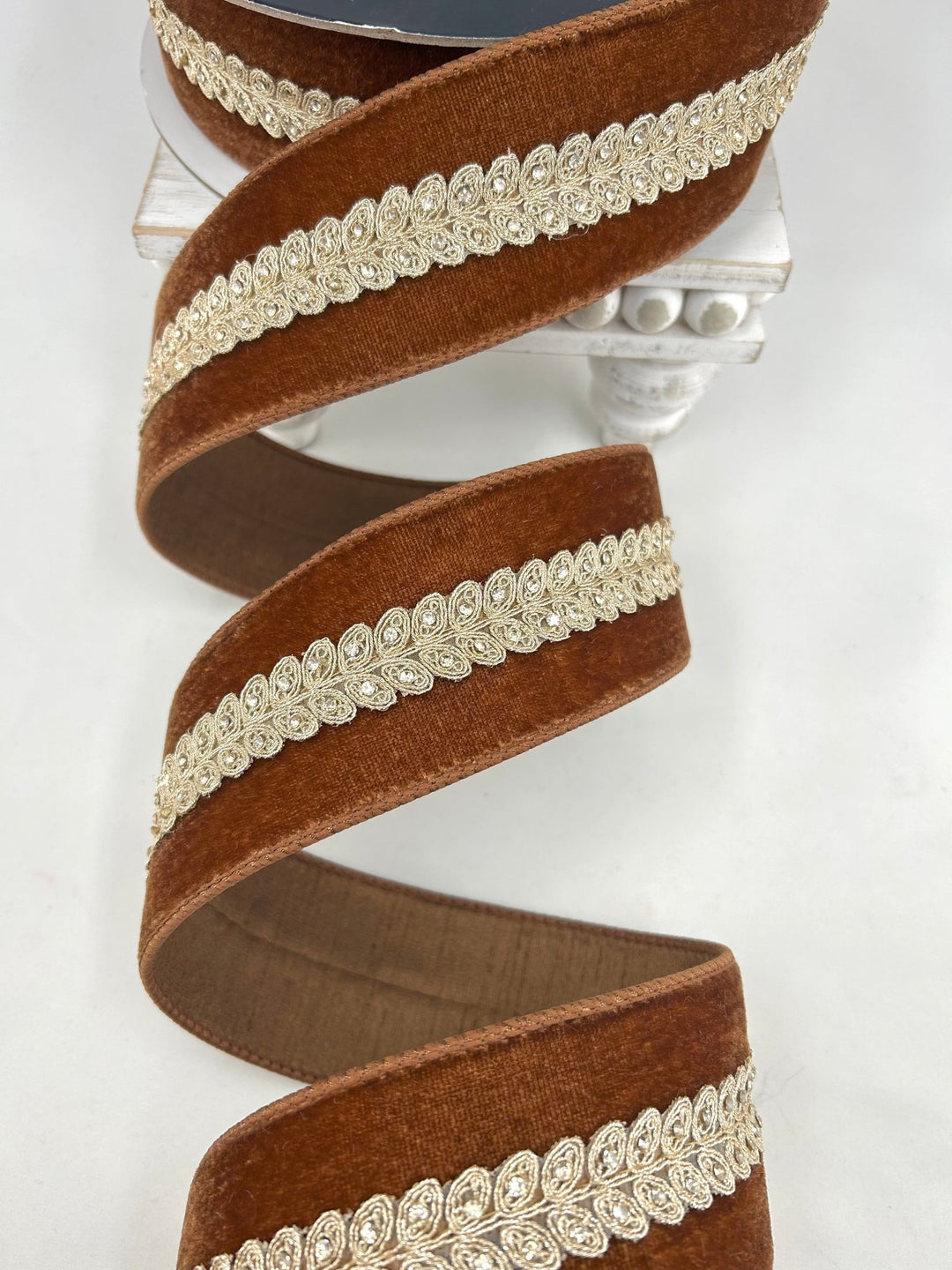 Farrisilk Pecan Diamond Garland Wired Ribbon - 2.5" - Greenery MarketWired RibbonRJ001-35
