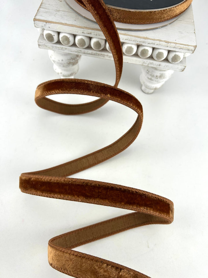 Farrisilk Pecan Velvet Wired Ribbon - .75" - Greenery MarketWired RibbonRG000-35