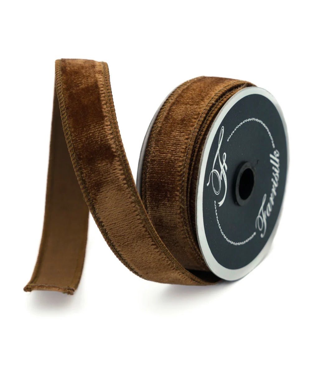 Farrisilk Pecan Velvet Wired Ribbon - .75" - Greenery MarketWired RibbonRG000-35