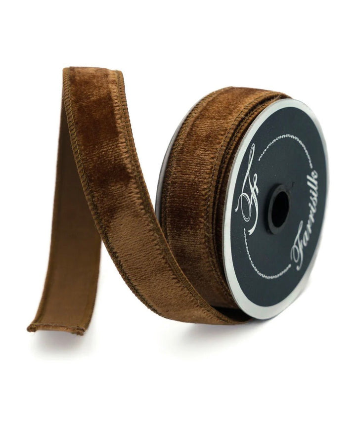 Farrisilk Pecan Velvet Wired Ribbon - .75" - Greenery MarketWired RibbonRG000-35