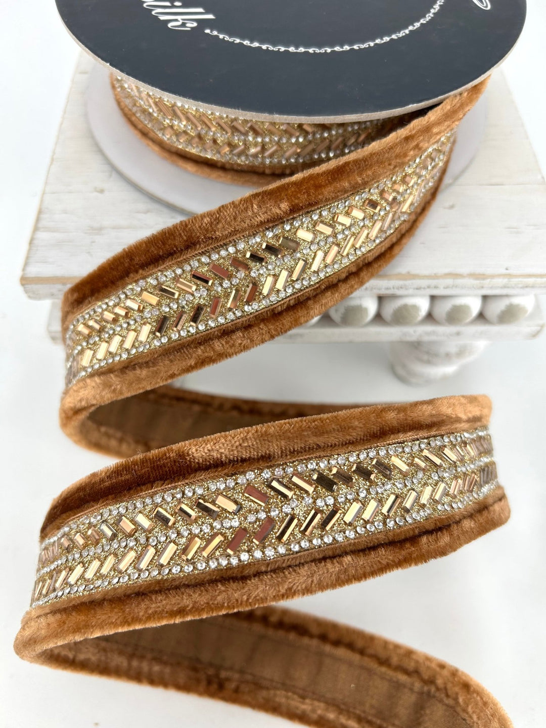 Farrisilk Pecan Zaza Jewel Wired Ribbon - 1.75" - Greenery MarketWired RibbonRK856-35