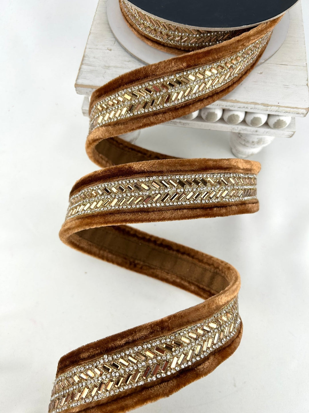 Farrisilk Pecan Zaza Jewel Wired Ribbon - 1.75" - Greenery MarketWired RibbonRK856-35