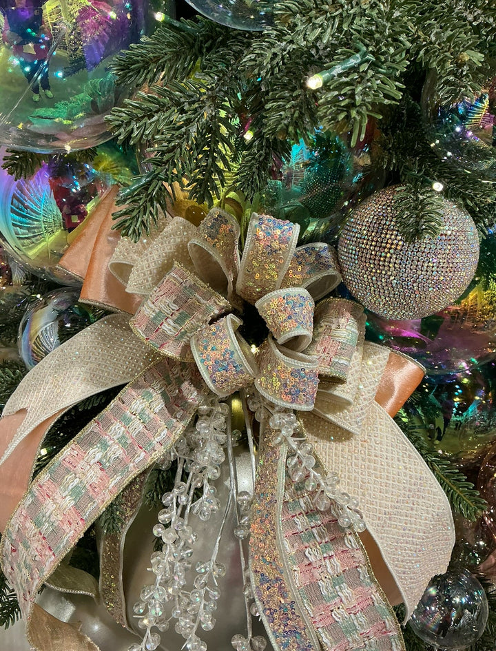 Farrisilk, pink and green Candy Couture tweed wired ribbon 2.5” - Greenery MarketRibbons & TrimRC094 - 15