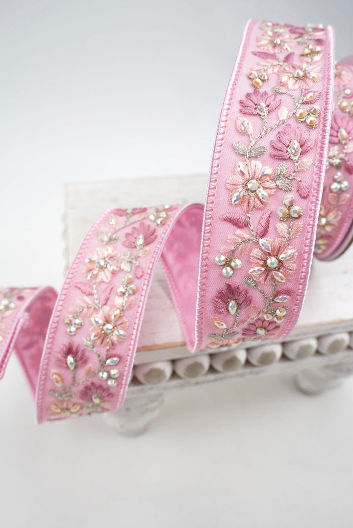 Farrisilk Pink Bling Wired Ribbon - 1.5" - Greenery MarketWired RibbonSR170-14