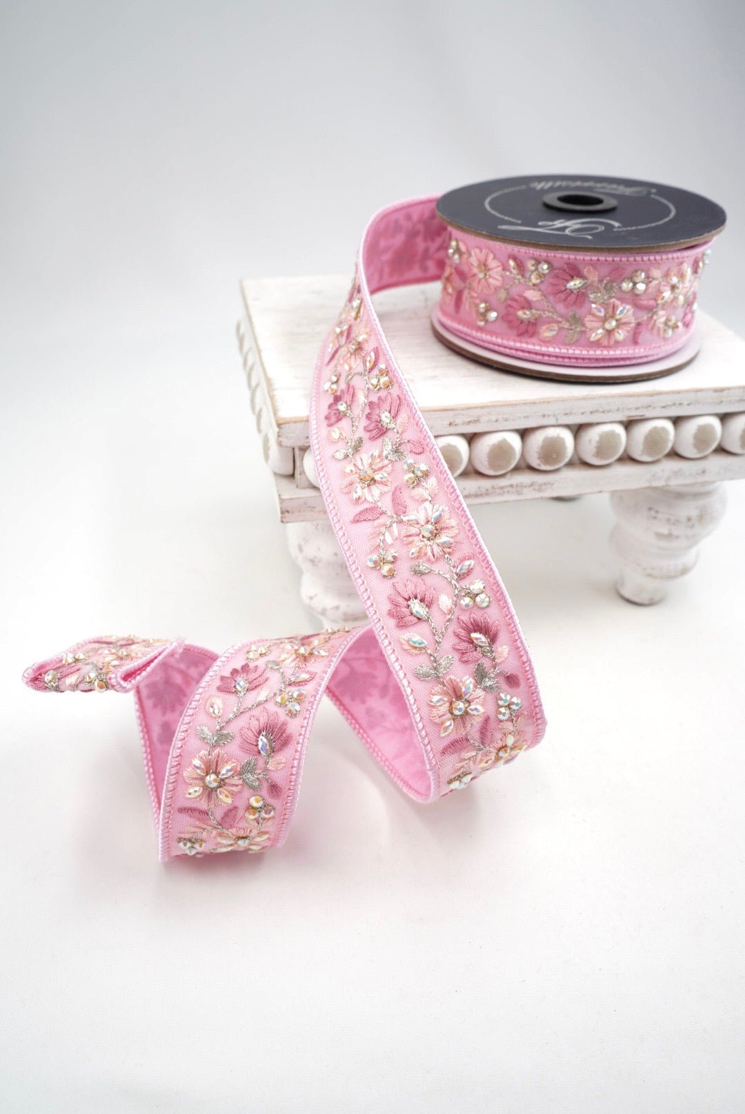 Farrisilk Pink Bling Wired Ribbon - 1.5" - Greenery MarketWired RibbonSR170-14