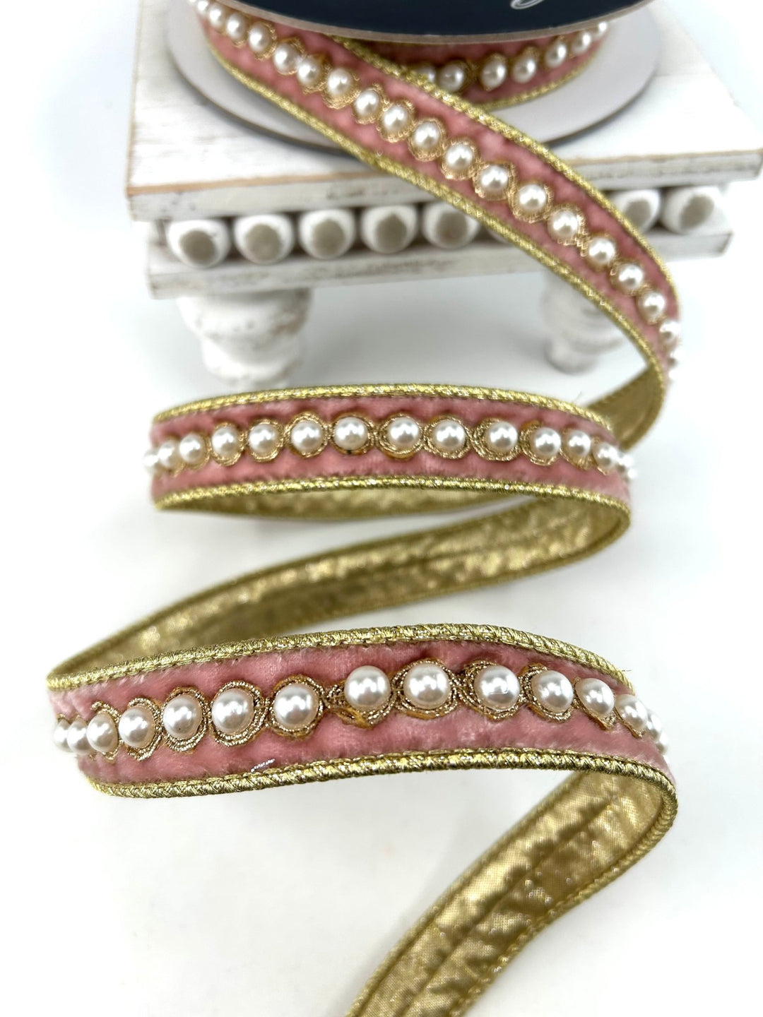 Farrisilk Pink Pearl Borders Wired Ribbon - 1" - Greenery MarketWired RibbonRK316-14