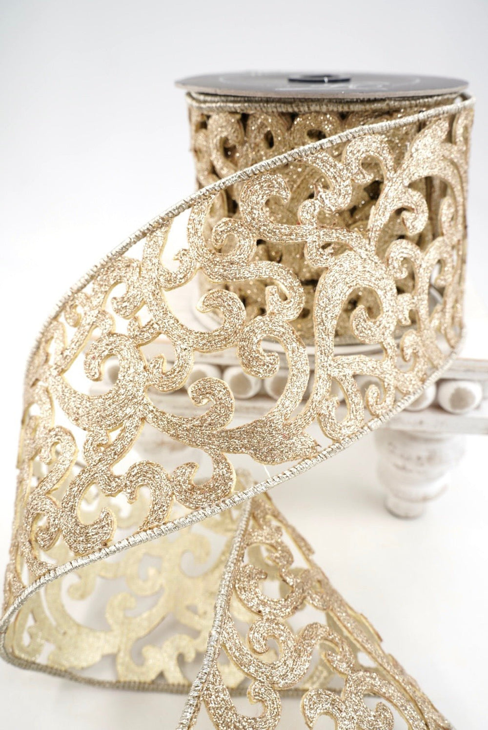 Farrisilk Platinum Heirloom Lace Wired Ribbon - 4" - Greenery MarketWired RibbonRK671-51