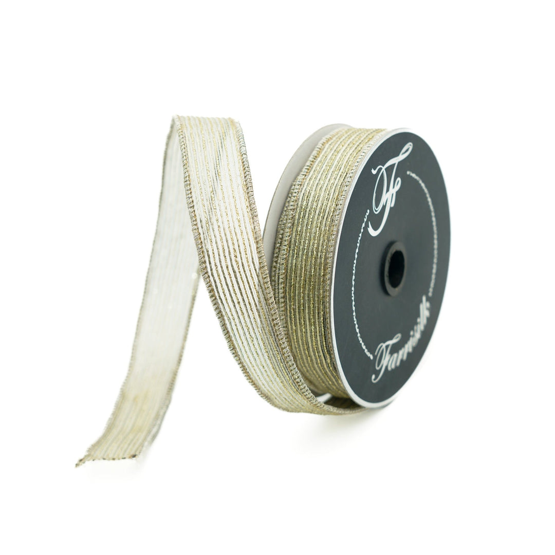 Farrisilk Platinum Tinsel Shimmer Wired Ribbon - 1" - Greenery MarketWired RibbonRK345-51