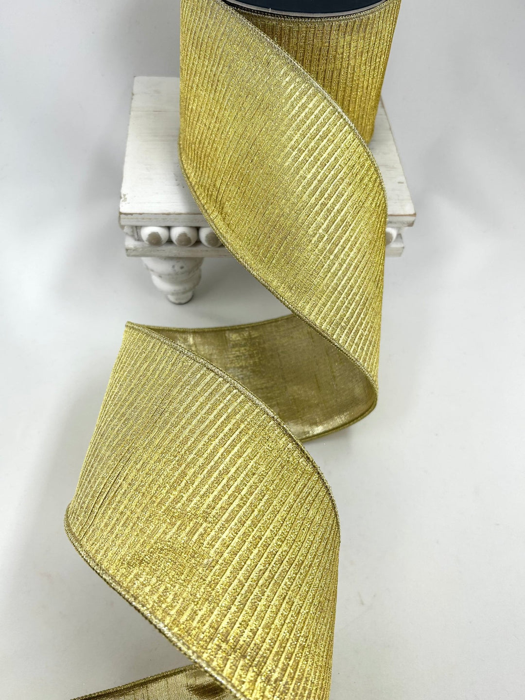 Farrisilk pleated Metallic gold 4” wired ribbon - Greenery MarketRibbons & TrimRG824-50