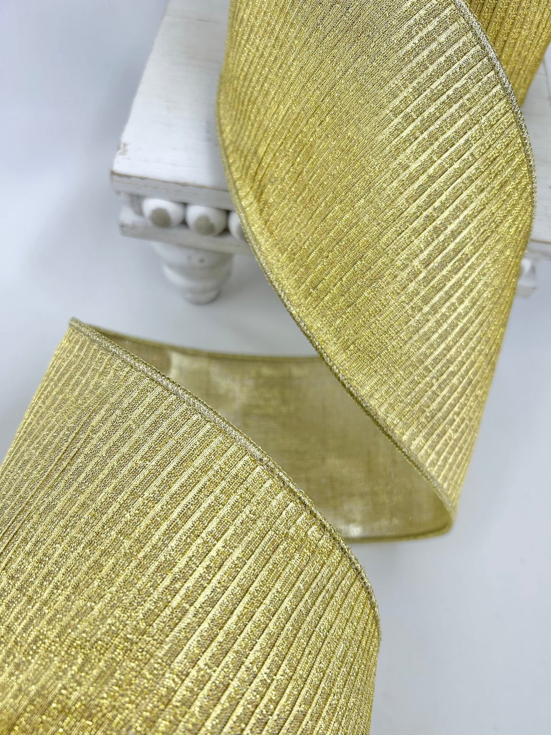 Farrisilk pleated Metallic gold 4” wired ribbon - Greenery MarketRibbons & TrimRG824-50