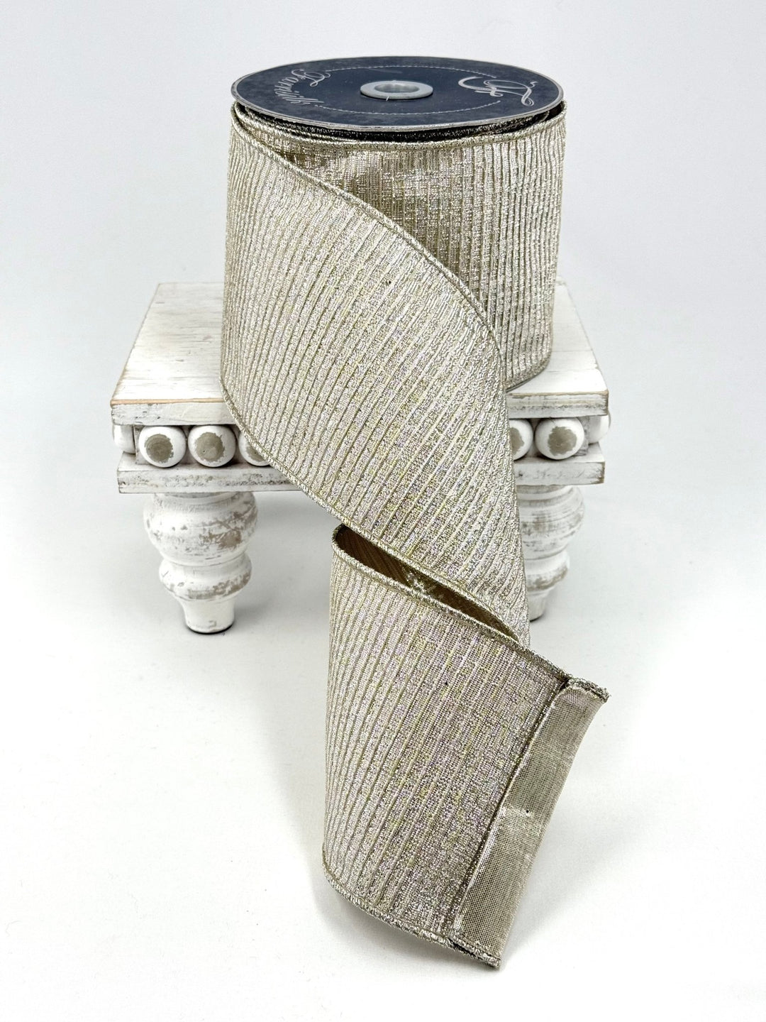 Farrisilk pleated Metallic Platinum 4” wired ribbon AS - IS - Greenery MarketRibbons & TrimRG824-51