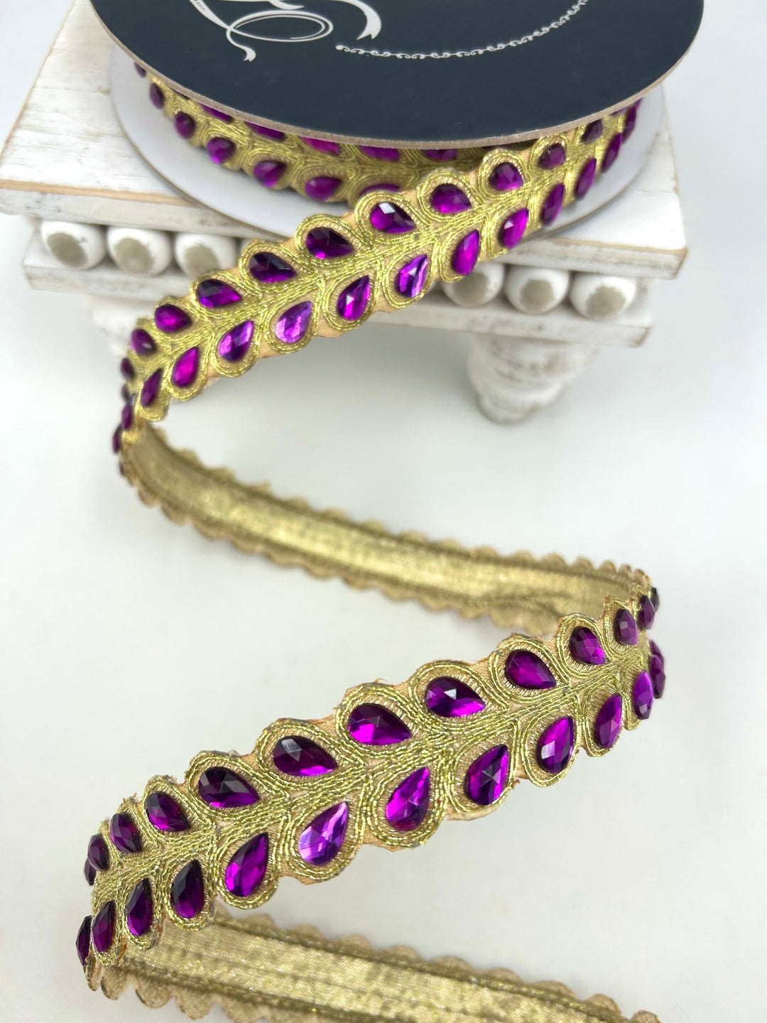 Farrisilk Purple Crystal Pears Wired Ribbon - 1" - Greenery MarketWired RibbonRK833-27