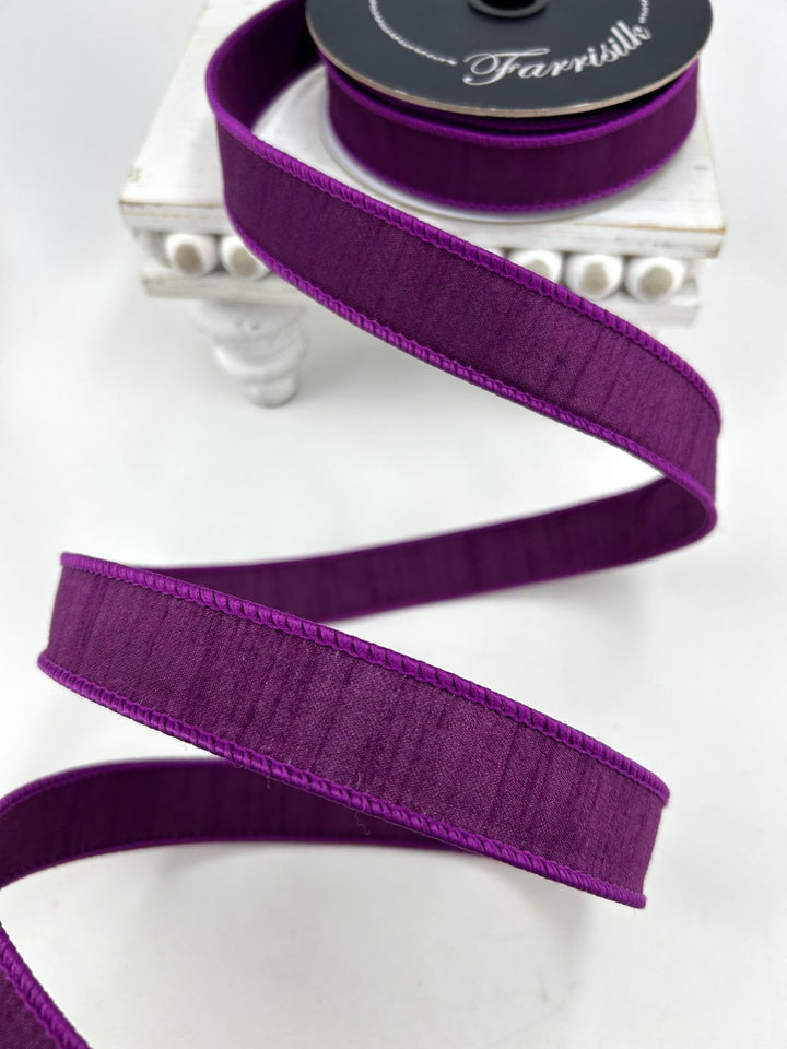 Farrisilk Purple Dupion Wired Ribbon - 1" - Greenery MarketWired RibbonRK608-27