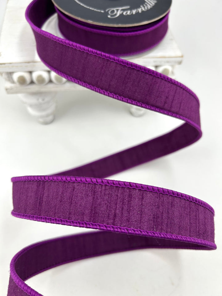 Farrisilk Purple Dupion Wired Ribbon - 1" - Greenery MarketWired RibbonRK608-27