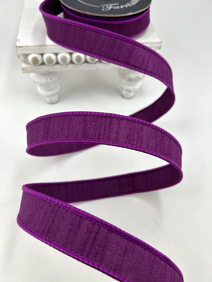 Farrisilk Purple Dupion Wired Ribbon - 1" - Greenery MarketWired RibbonRK608-27