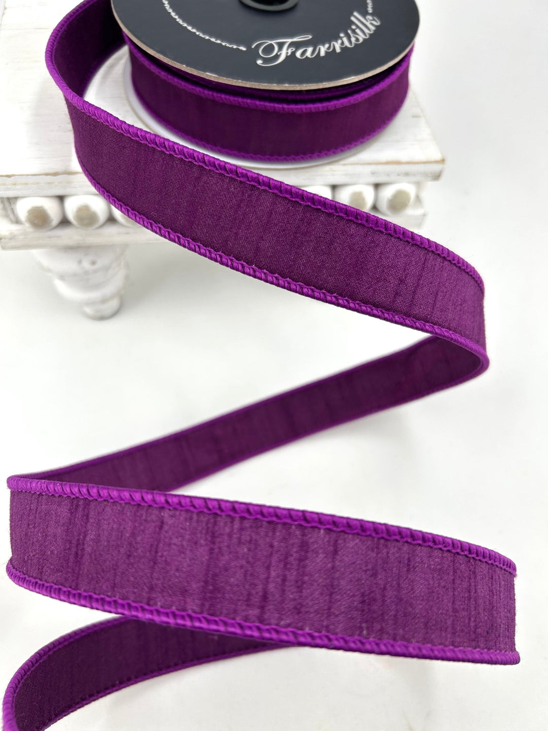 Farrisilk Purple Dupion Wired Ribbon - 1" - Greenery MarketWired RibbonRK608-27