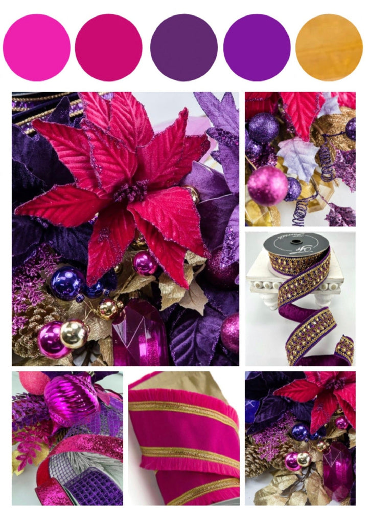 Farrisilk Purple Gemstones Wired Ribbon - 1.5" - Greenery MarketWired RibbonRG250-27