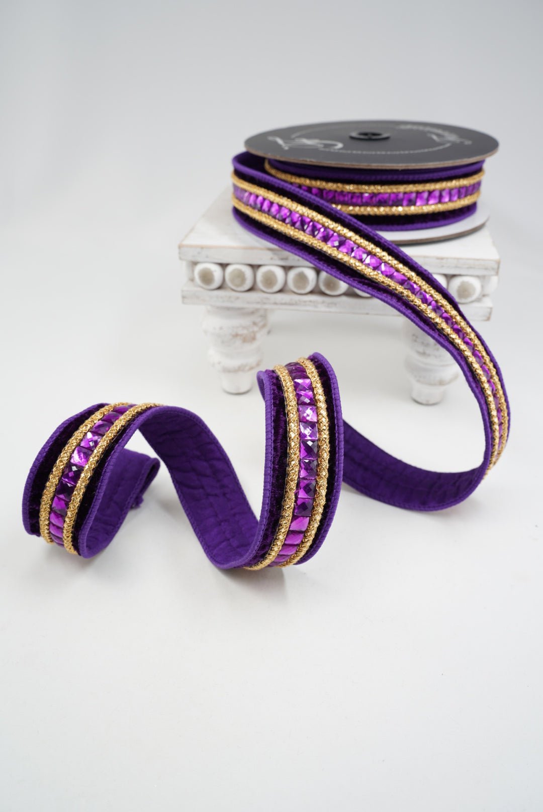Farrisilk Purple Gemstones Wired Ribbon - 1.5" - Greenery MarketWired RibbonRG250-27