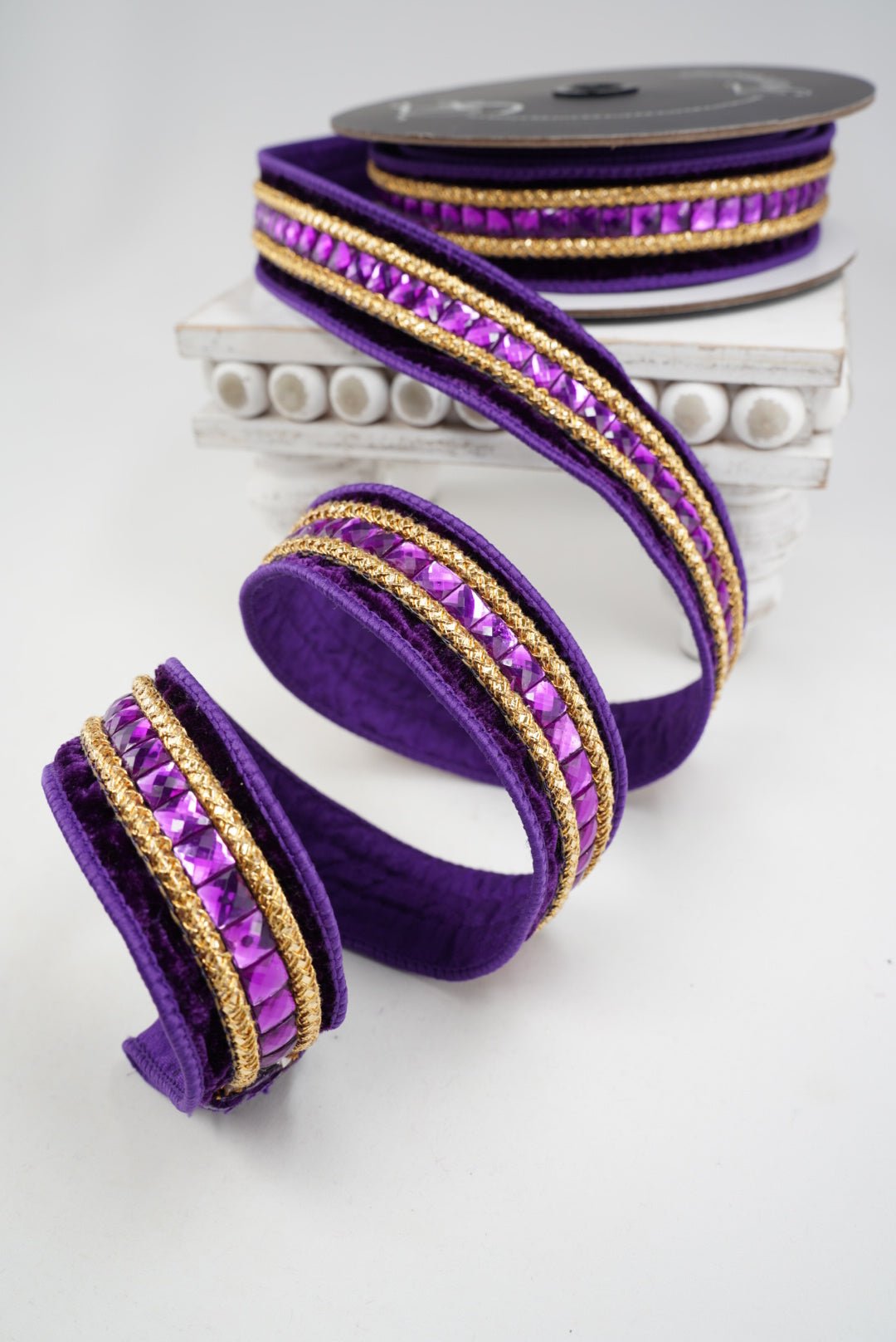 Farrisilk Purple Gemstones Wired Ribbon - 1.5" - Greenery MarketWired RibbonRG250-27
