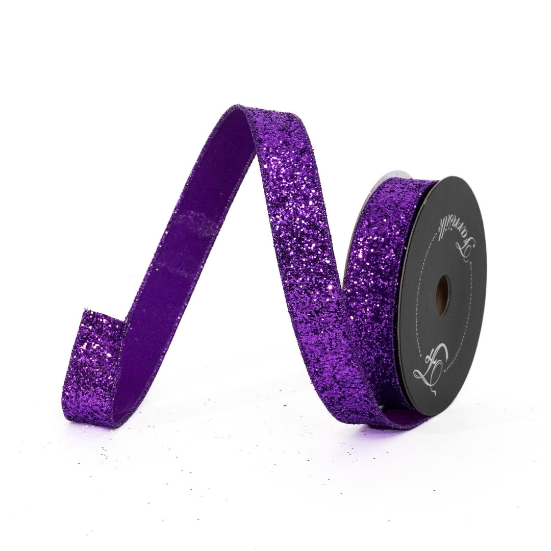 Farrisilk Purple Glitter Magic Wired Ribbon - 1" - Greenery MarketWired RibbonRS376-27
