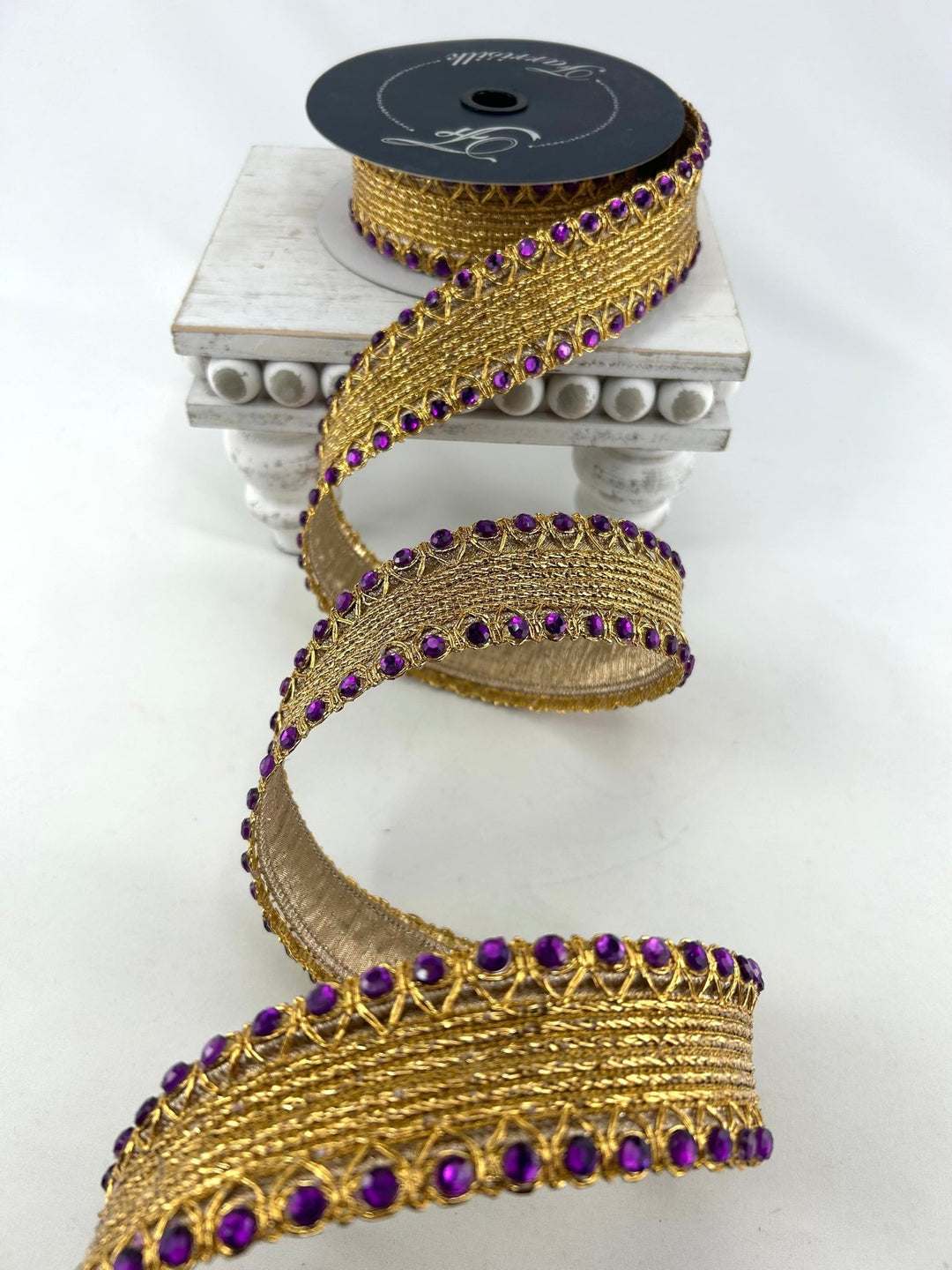 Farrisilk Purple Jeweled Cadet Wired Ribbon - 1.5" - Greenery MarketWired RibbonDR002-27