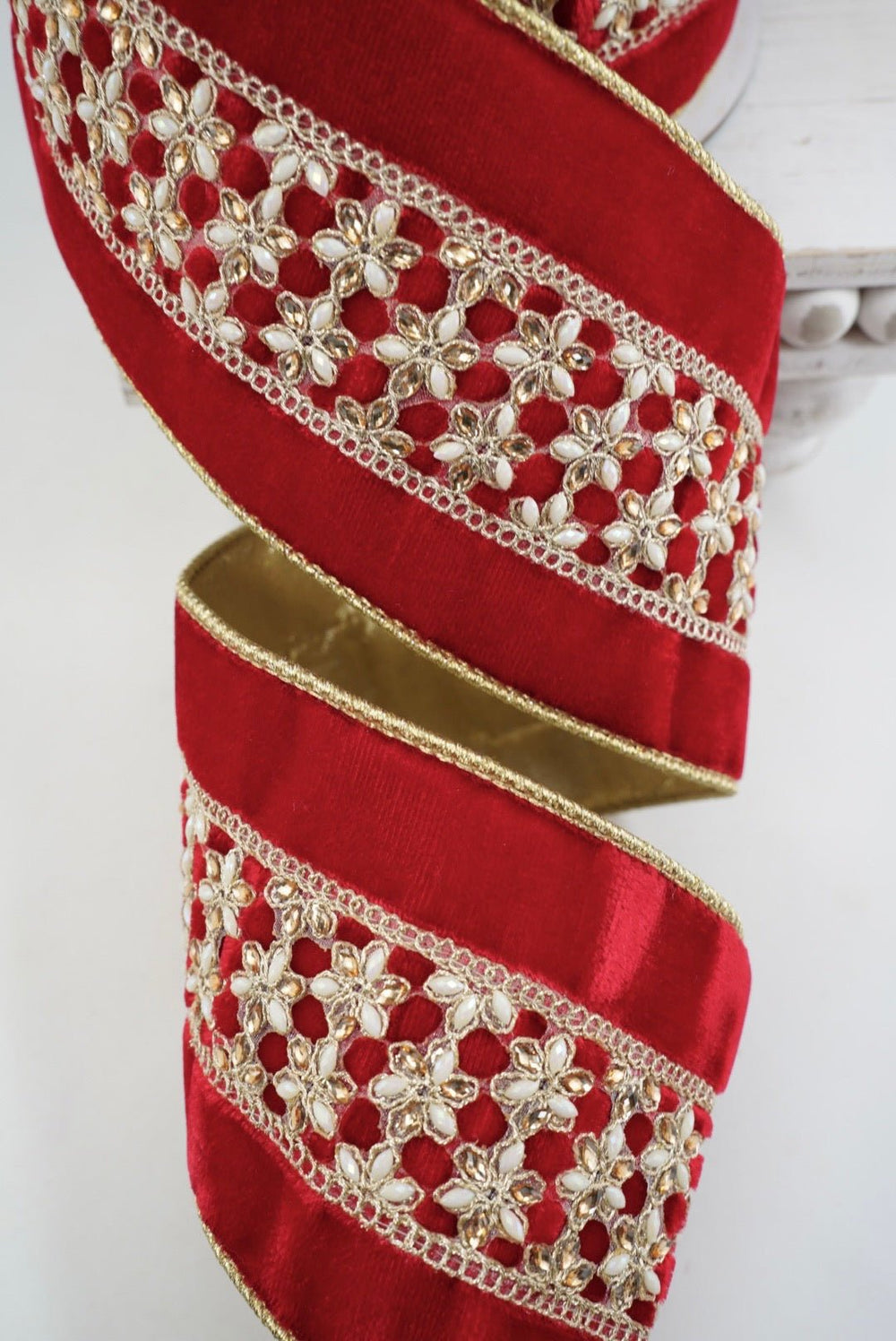 Farrisilk Red Ambient Jewel Wired Ribbon - 4" - Greenery MarketWired RibbonRK799-02