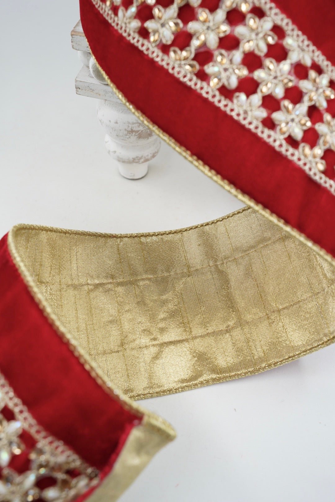 Farrisilk Red Ambient Jewel Wired Ribbon - 4" - Greenery MarketWired RibbonRK799-02