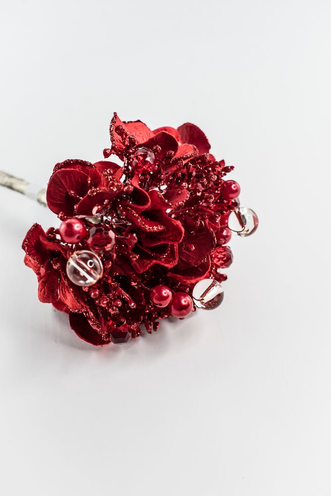 Farrisilk Red Bejeweled Hydrangea - 6" - Greenery MarketCF089-02