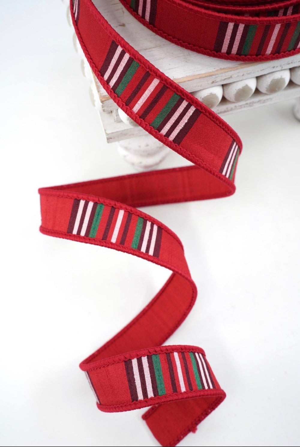 Farrisilk Red, Black, & Emerald Christmas Plaid Wired Ribbon - 1" - Greenery MarketWired RibbonRM001-14